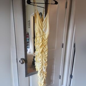 Fashion Nova Yellow Tie Dye Maxi Dress